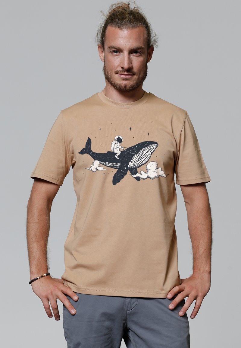 watapparel SPACEWHALE - T-shirt print - latte