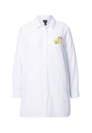 Ulla Popken, LEMON EMBROIDERED LONG SLEEVE - Overhemdblouse - snow white