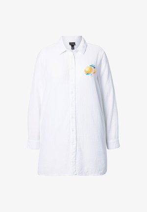 Ulla Popken, LEMON EMBROIDERED LONG SLEEVE - Overhemdblouse - snow white