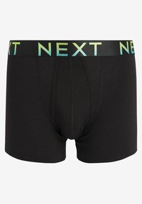 Fekete pamut boxer alsónadrág sima textúrával. Zöld és fekete "NEXT" logóval ellátott derékvonala van. Elülső része kontúros tasakkal rendelkezik.