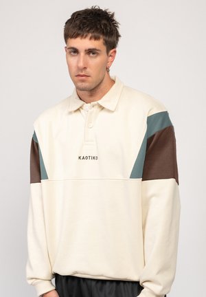 Kaotiko CREW HARRY UNISEX - Mikina - ivory/brown/steel