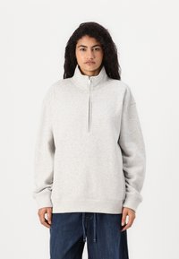Abercrombie & Fitch ESSENTIAL SUNDAY VINTAGE HALF ZIP - Sweatshirt - light grey