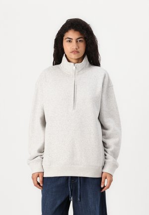 Abercrombie & Fitch ESSENTIAL SUNDAY VINTAGE HALF ZIP - Sweatshirt - light grey