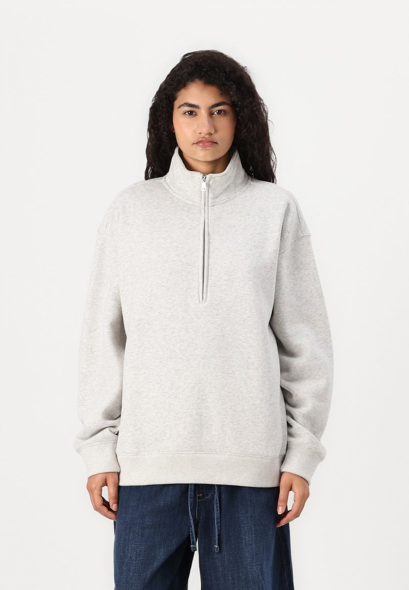 Abercrombie & Fitch ESSENTIAL SUNDAY VINTAGE HALF ZIP - Sweatshirt - light grey