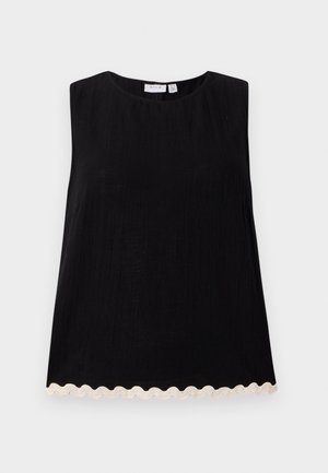VILA, VIMANDA WAVY O NECK - Bluse - black beauty/birch