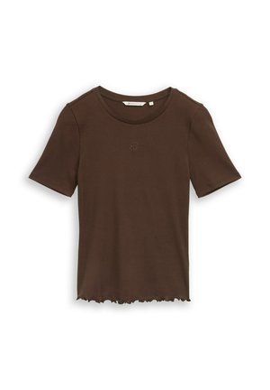 TOM TAILOR, SOFT T-SHIRT WITH EMBROIDERY - T-shirt basic - cool dark brown