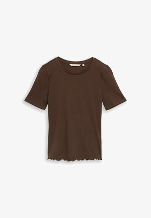 TOM TAILOR, SOFT T-SHIRT WITH EMBROIDERY - T-shirt basic - cool dark brown