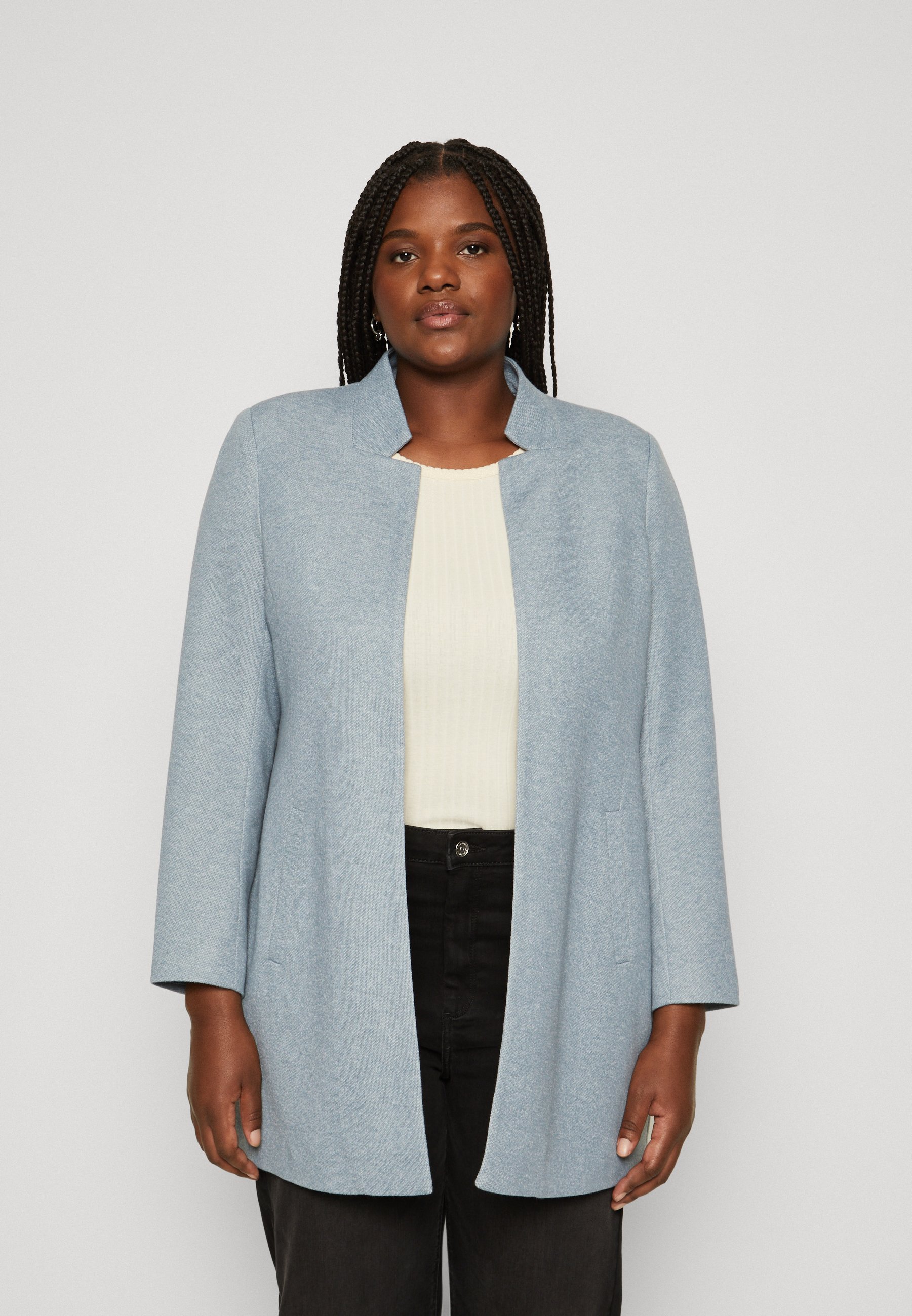 ONLY Carmakoma CARSOHO COATIGAN - Kurzmantel - blue fog melange 