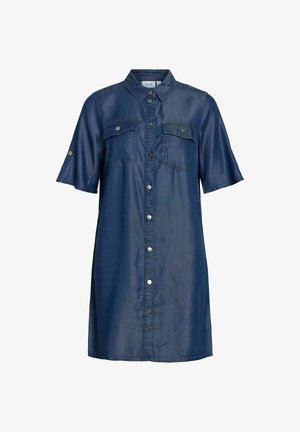 VILA, SHORT DRESS VIMAI SHORT SLEEVED - Denimové šaty - dark blue denim