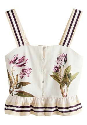Next, REGULAR FIT - WIDE STRAP PEPLUM TOP  . - Débardeur - white/green tulip print