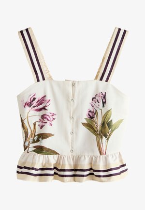 Next, REGULAR FIT - WIDE STRAP PEPLUM TOP . - Débardeur - white/green tulip print