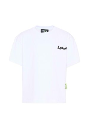 Biała koszulka z krótkim rękawem z czarnym logo "BARROW" na lewej piersi oraz małą neonowo-zieloną metką "BARROW" na lewym bocznym szwie.