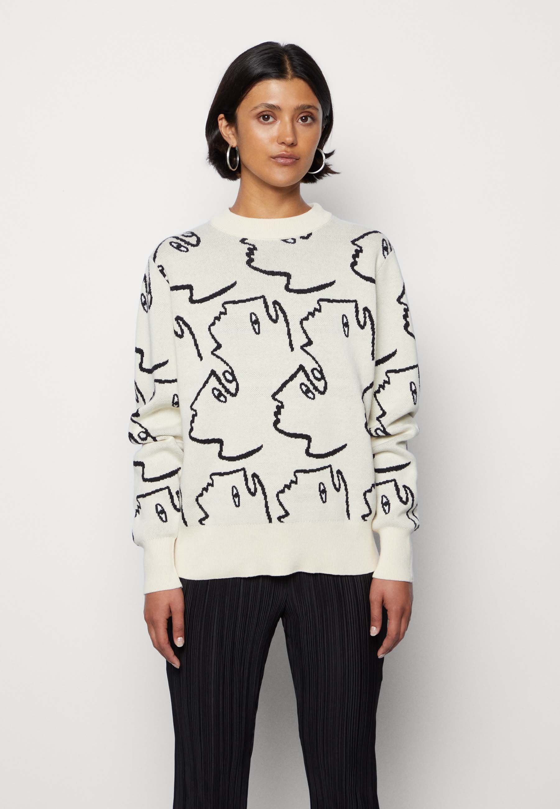 Monki Jumper beige/black, Women's, Size: XL, Beige