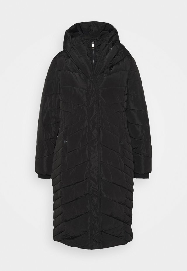 PILLOW COLLAR DOUBLE LAYER COAT - Parkatakki - black