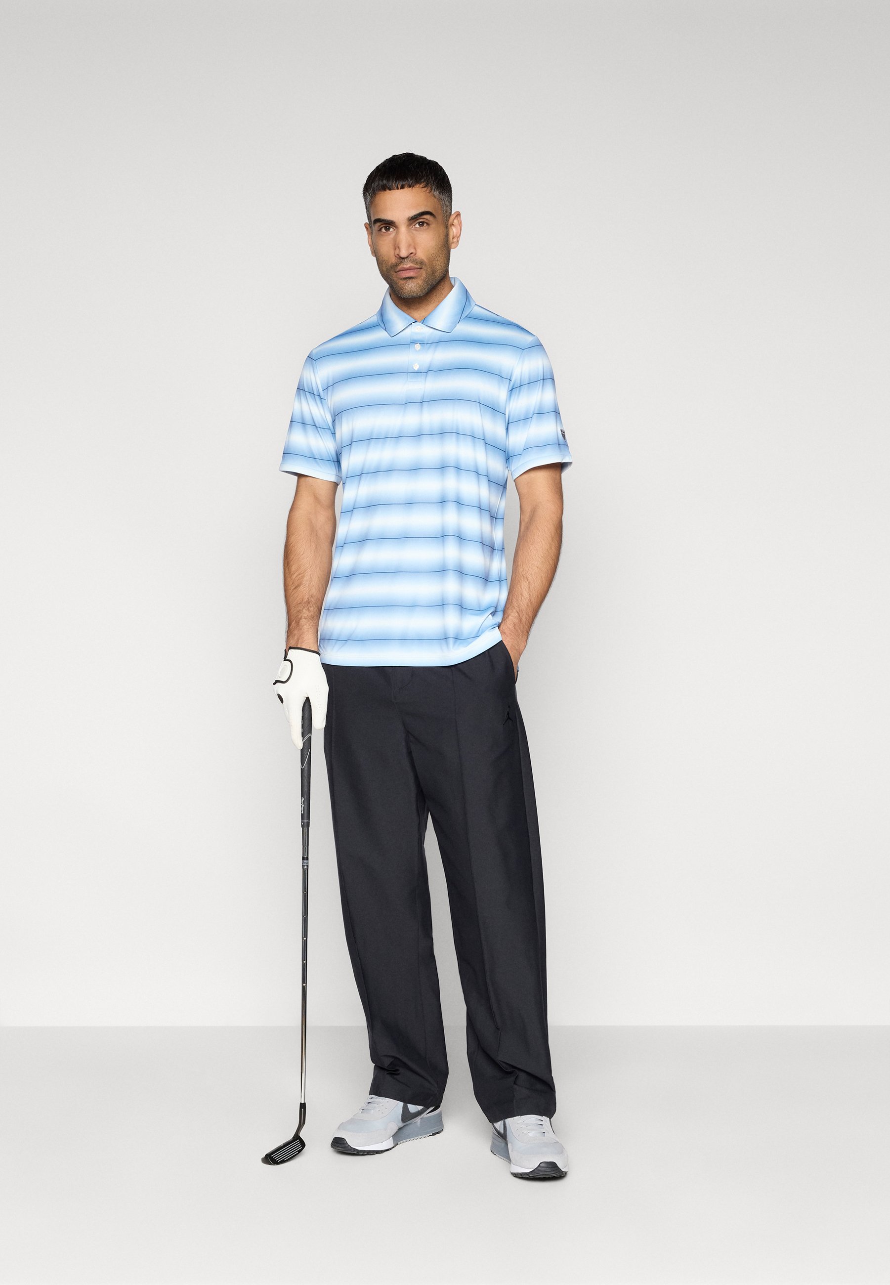 nike blue striped golf shirt
