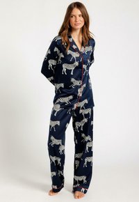 Chelsea Peers ZEBRA PRINT REVERE SET - Pyjama set - navy