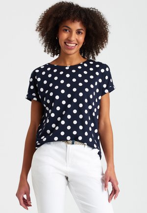 T-shirt z nadrukiem - black/white/dots