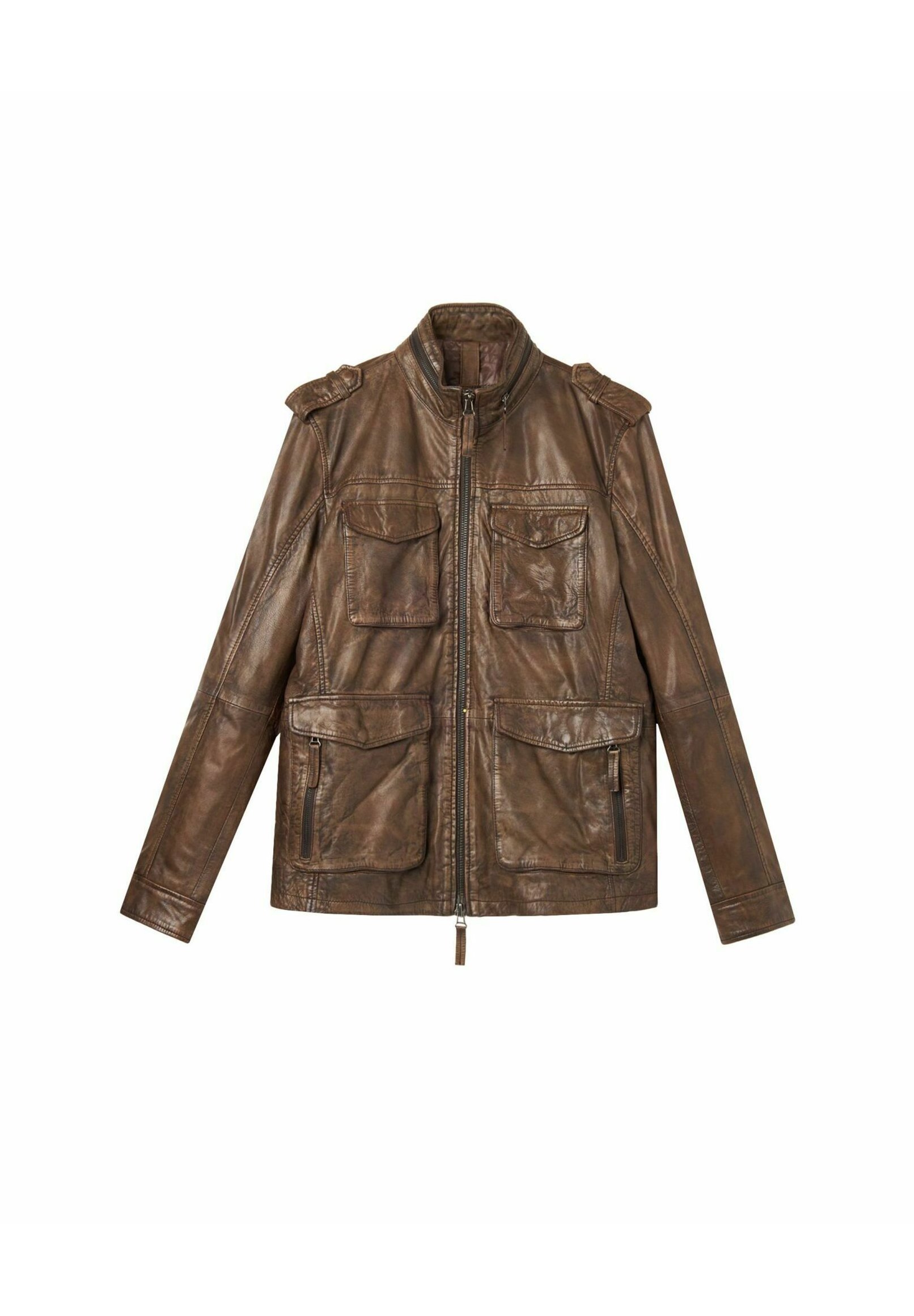 Veste En Cuir Véritable Conbipel – Taille L, Marron, Doublure Fourrure, Occasion Très Bon État