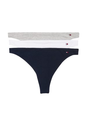 Tommy Hilfiger FLAG DIPPED THONG 3 PACK - String - light grey heather/navy/white