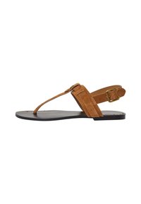 Sandalai su T formos dirželiu - caramel beige