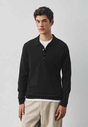 Next, LONG SLEEVE KNITTED POLO SHIRT - Strickpullover - black