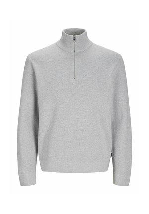 VIERTEL-REISSVERSCHLUSS - Stickad tröja - light grey melange