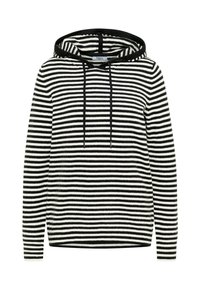 Gestreepte hoodie in zwart-wit met een kap met trekkoord, geribbelde manchetten en zoom. Gemaakt van zacht gebreid materiaal met een casual pasvorm.