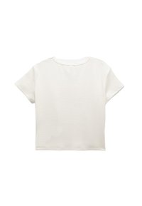 Korte mouwen t-shirt in lichtcrème kleur, gemaakt van zachte stof, met een ronde halslijn en een ontspannen pasvorm, met minimale naden.