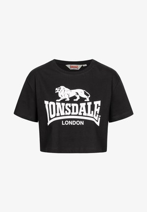 Lonsdale CROPPED GUTCH COMMON - Print T-shirt - black white