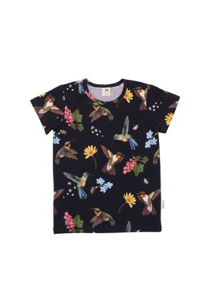 HUMMINGBIRDS AROUND FLOWERS - Print T-shirt - dark blue