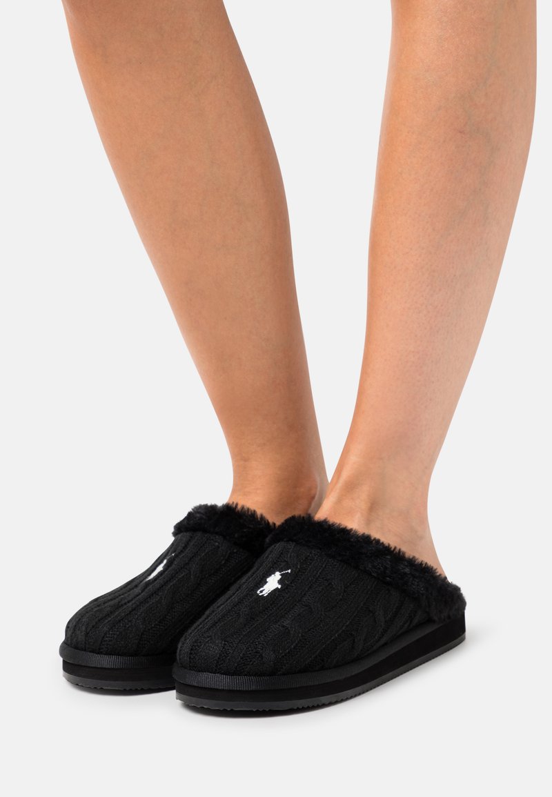 Polo Ralph Lauren KAYLEIGH SCUFF Slippers black/cream/black Zalando.co.uk