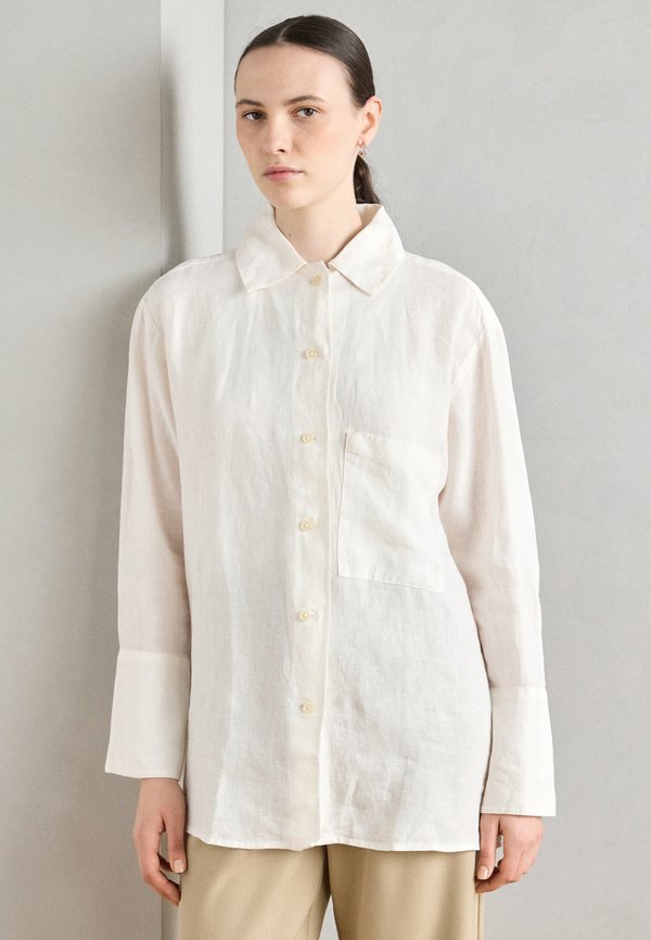 SHAPE KENT COLLAR LONG SLEEVE SLITS AT SIDE SOLID - Button-down blouse