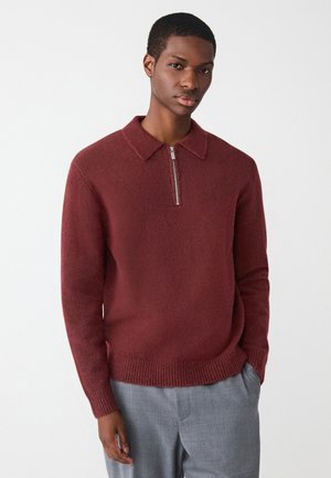 Next REGULAR FIT - COSY WITH ZIP - Pólóing - dusky red
