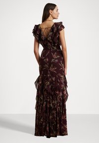 Lauren Ralph Lauren FLORAL RUFFLE TRIM GEORGETTE GOWN - Apģērbs svinīgiem gadījumiem - burgundy multi