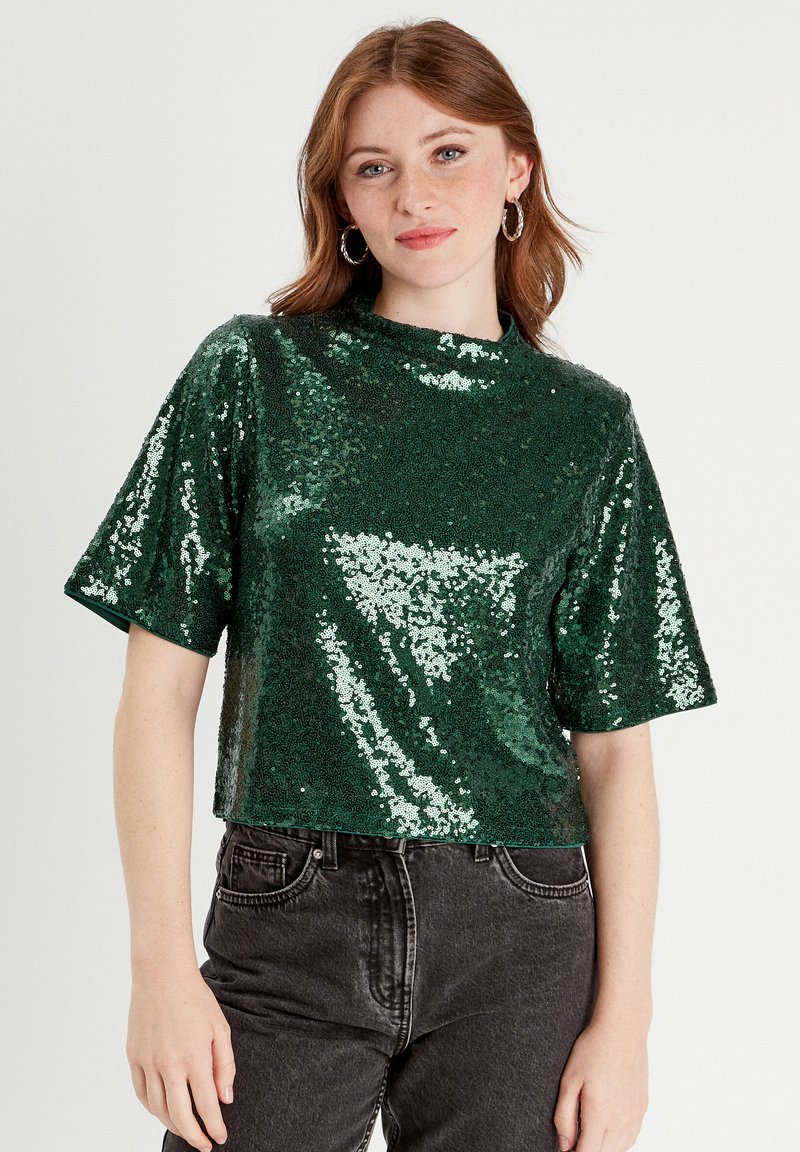 Cache Cache PAILLETTEN COL - Blouse - vert foncé