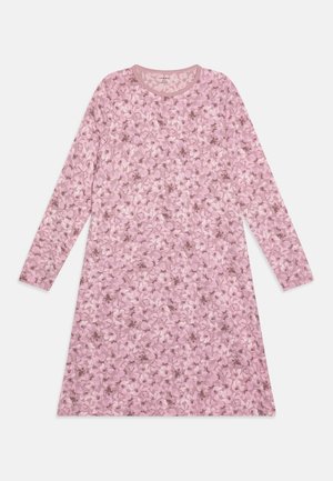 Langärmliges Nachthemd aus weichem pinken Stoff mit einem floralen Muster aus hell- und dunkelrosa Blüten. Rundhalsausschnitt, lässige Passform.