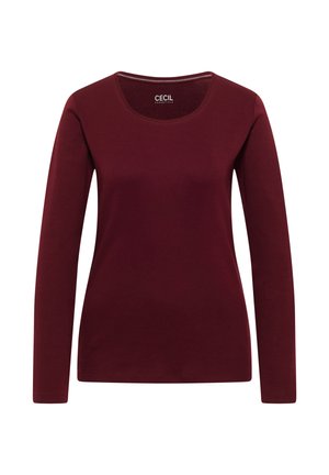 Cecil, BASIC LANGARM SHIRT MIT RUNDHALS - Long sleeved top - red wine