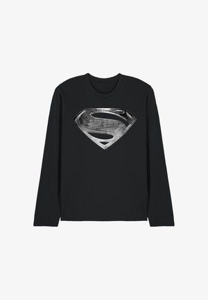 Cotton Soul, JUSTICE LEAGUE MOVIE SUPERMAN SYMBOL BLACK SUIT - Long sleeved top - black