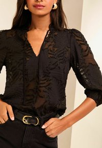 Lipsy REGULAR FIT - 3/4 SLEEVE TIE NECK - Blůza - black
