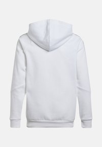 Sweat à capuche blanc avec une texture douce, offrant une coupe classique, une poche kangourou et des poignets côtelés. Pas de graphiques ou de motifs visibles.