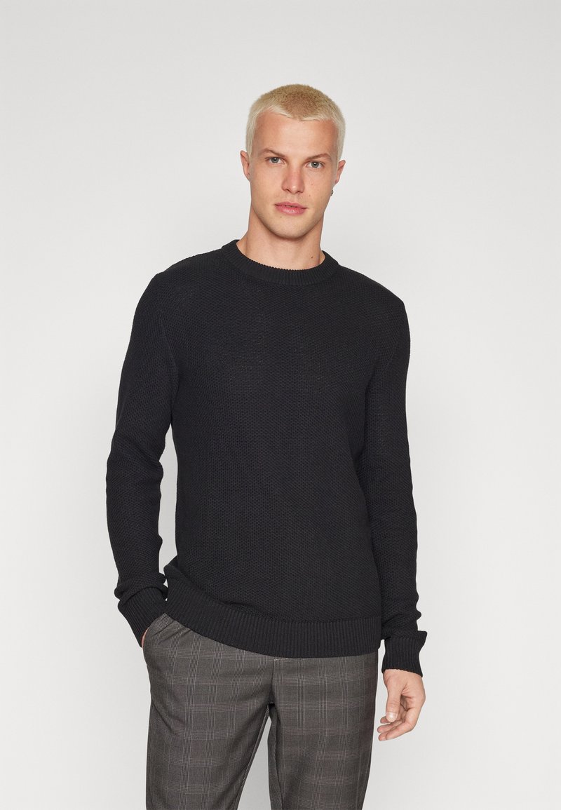 Jack & Jones - JORBRODY CREW NECK BF - Stickad tröja - black, Förstora