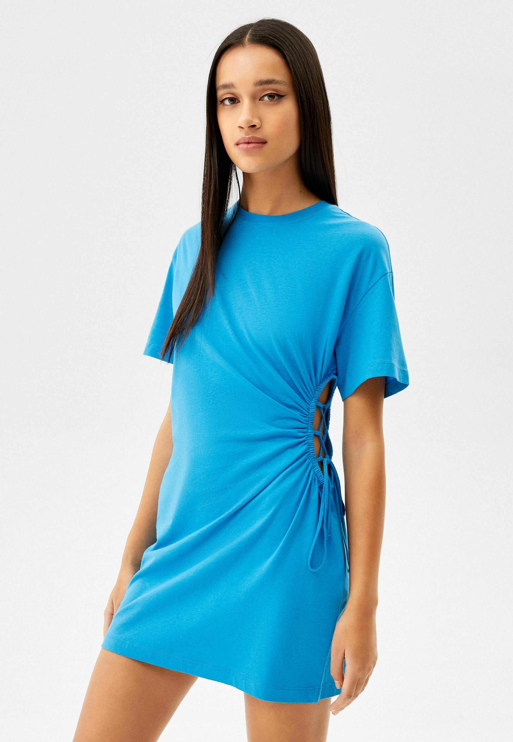 Bershka WITH LACE UP SIDE - Vestito di maglina - dark blue/blu scuro -  Zalando.it