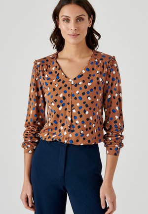 Hemdbluse - marron imprimé