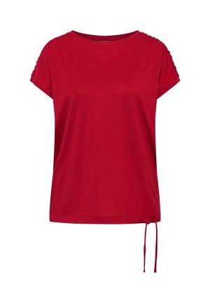 Cecil, SHORT-SLEEVE SHIRT WITH BOAT NECK AND RUCHING - T-shirt basique - tamarillo red
