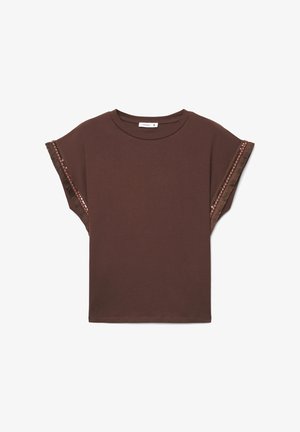 Terranova, CON MANICHE A KIMONO E DETTAGLI - T-shirt con stampa - cacao