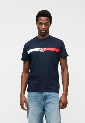 Tommy Jeans SIGNATURE LOGO JERSEY T-SHIRT - Tričko s potlačou - dark night navy