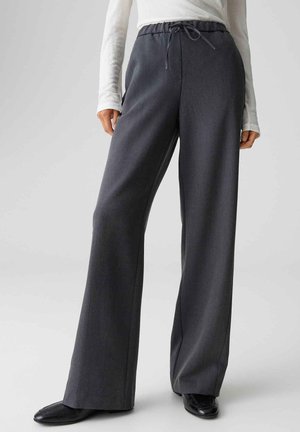 STRAIGHT WIDE SOFT TOUCH - Stoffhose - warm grey melange