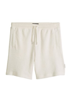 Weiße Shorts aus Frottee mit elastischem Bund und Kordelzug, mit Seitentaschen und lockerem Schnitt.