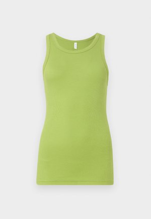 Groen tanktop van rib katoen, met een ronde halslijn en mouwloos ontwerp. Soepele textuur met een getailleerde pasvorm.