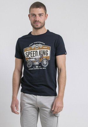 COL ROND  NELORIC - T-shirt imprimé - bleu marine